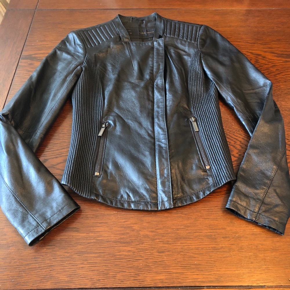 Zara genuine leather jacket